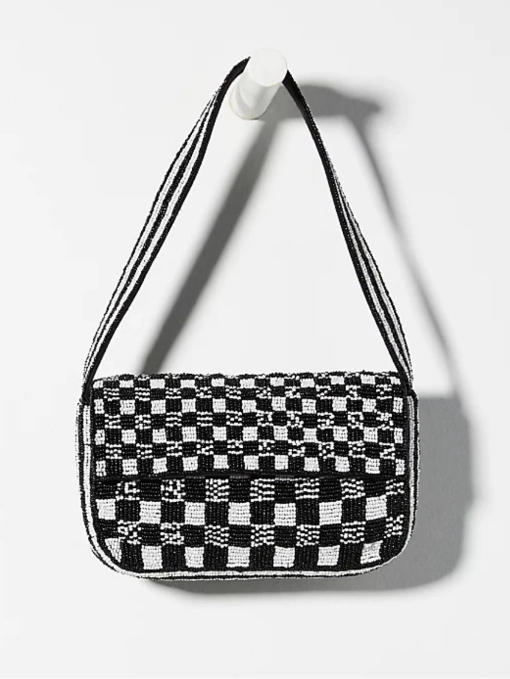 Anthropologie Fiona Black & White Checkered Shoulder Bag